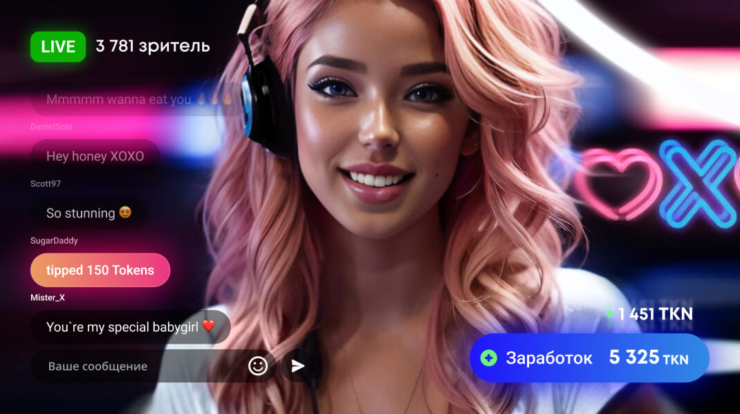 Вебкам-модель в прямом эфире
